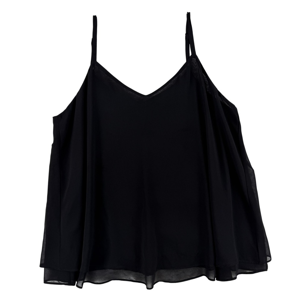 Torrid Tank Top Womens 2 Black V Neck Chiffon Adjustable Strap Cami Lined